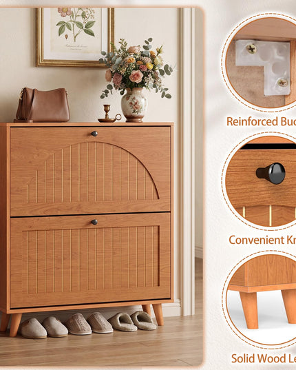 Giantex Shoe Storage Cabinet with 2 Flip Drawers