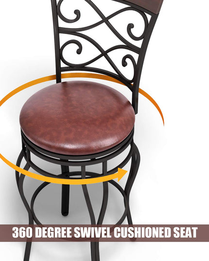 Giantex Bar Stools Set of 2, 360 Degree Swivel, 30" Counter Height Bar Stools