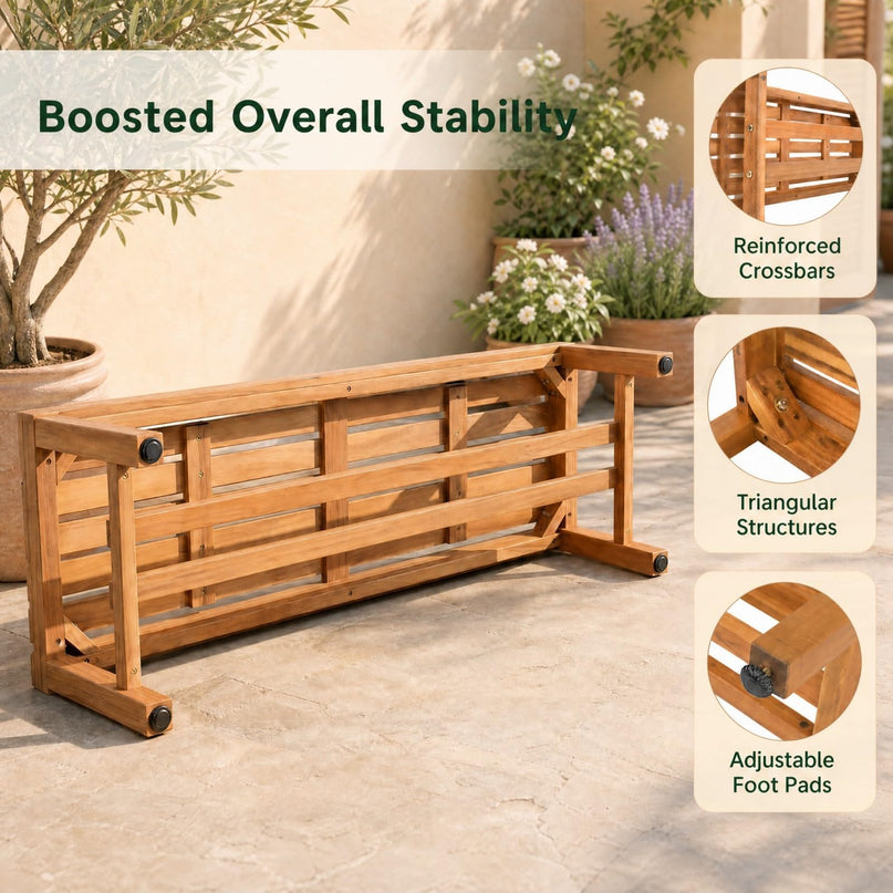 Giantex Outdoor Wooden Bench 2-Person Patio Bench(40"L x 14"W x 17"H)