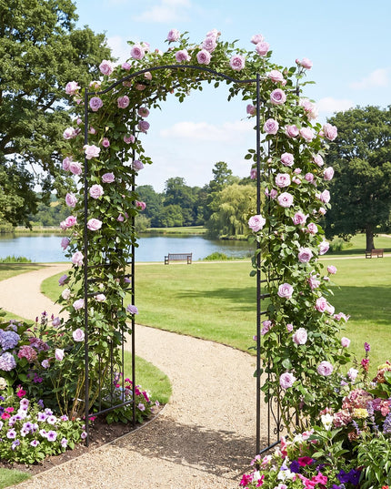 Giantex Metal Garden Arbor | 7.5 FT Heavy Duty Arch Trellis for Climbing Plants