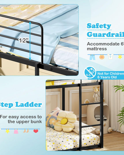 Giantex Twin Over Twin Bunk Bed with Slide & Ladder