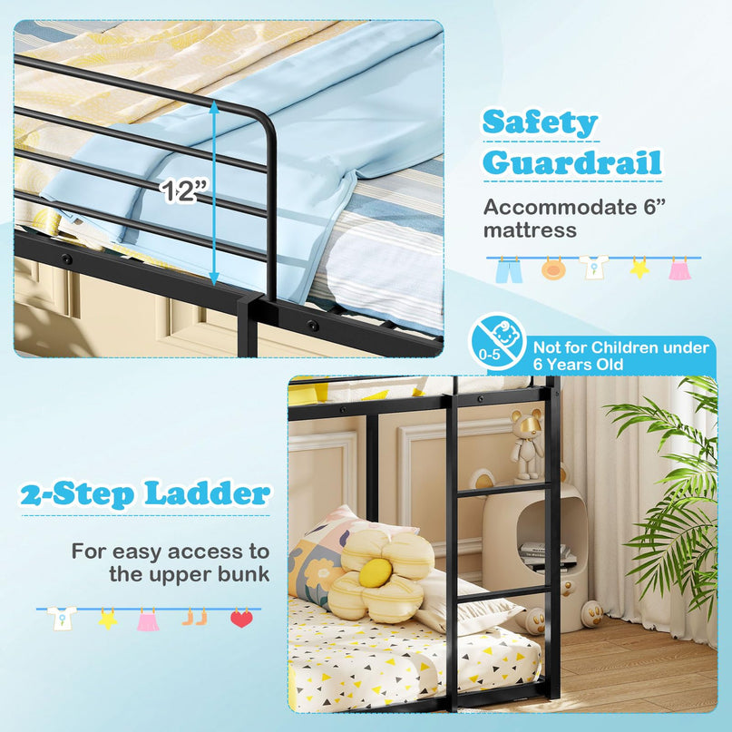 Giantex Twin Over Twin Bunk Bed with Slide & Ladder