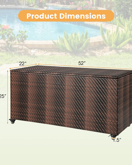 Giantex 96-Gallon Outdoor Storage Box - PE Wicker Deck Box with Lid, Outside Rattan Storage