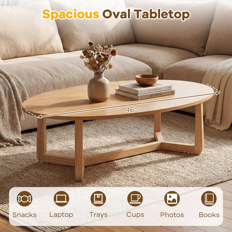 Giantex Table Basse Ovale 117 cm Table d'appoint en Bois