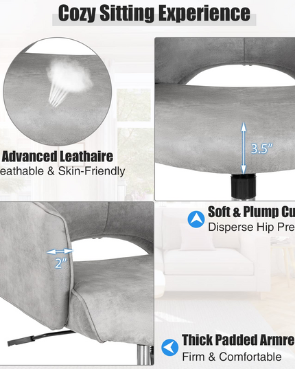 PU Leather Leisure Armchair Swivel Accent Chair with Upholstered and Rocking Function