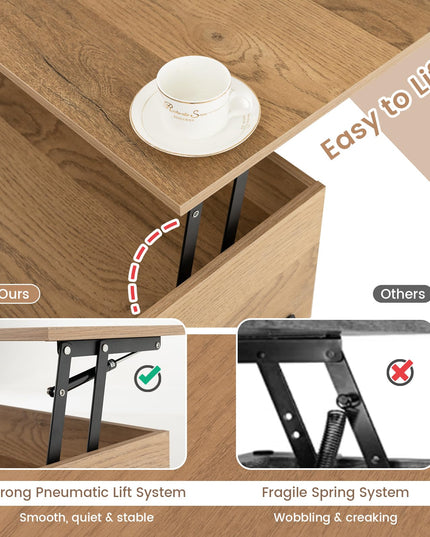 Giantex Lift Top Coffee Table - Living Room Center Table with Lifting Tabletop, Natural