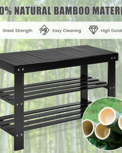 Giantex Entryway Shoe Bench, Bamboo Shoe Shelf Organizer Holds up to 6 Pairs