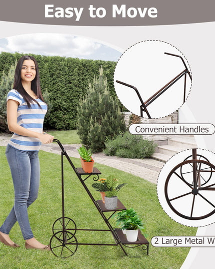 Giantex 3-Tier Metal Flower Cart