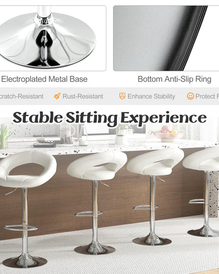 Giantex Adjustable Swivel Bar Stools, Modern PU Leather Counter Height Bar Chairs w/Hollowed Back