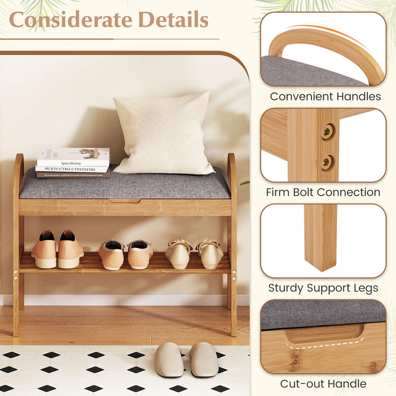 Banc porte-chaussures Giantex avec coussin rembourré pour le salon
