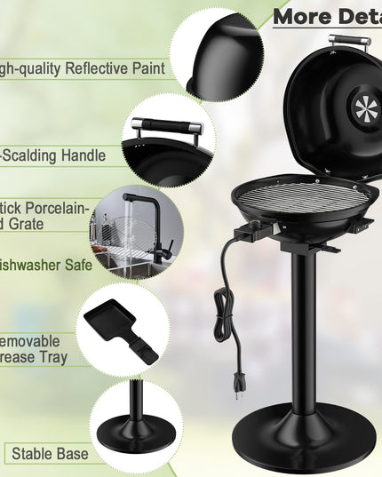 Giantex Electric BBQ Grill - 1600 Watts Portable Standing Grill