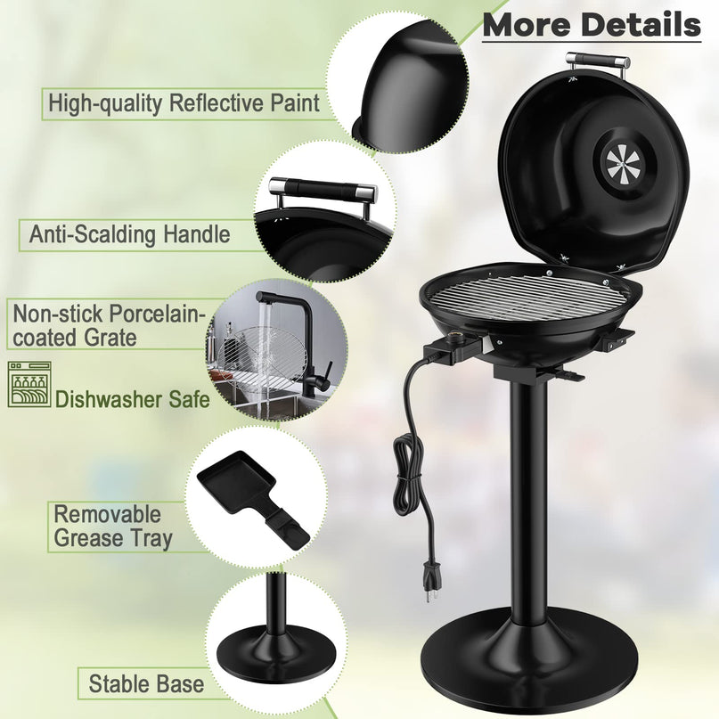 Giantex Electric BBQ Grill - 1600 Watts Portable Standing Grill