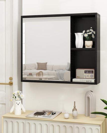 Giantex Medicine Cabinet, Bathroom Wall Cabinet with Mirror Door, 2 Adjustable Shelves, 2 Open Shelves