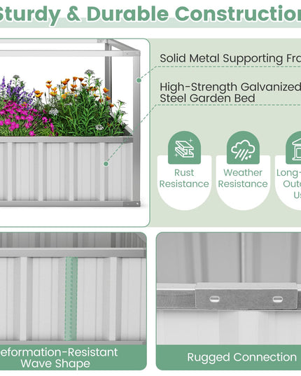 Giantex 69”x36”x28” Raised Garden Bed with Cover, 16.5 Cu.Ft Galvanized Steel Planter Box Kit