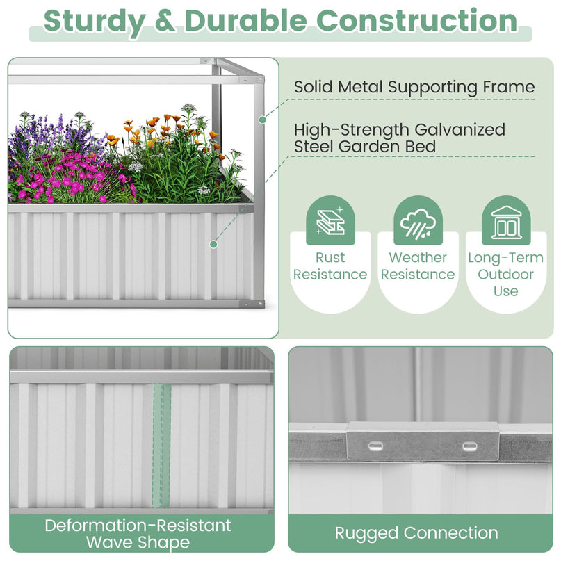 Giantex 69”x36”x28” Raised Garden Bed with Cover, 16.5 Cu.Ft Galvanized Steel Planter Box Kit