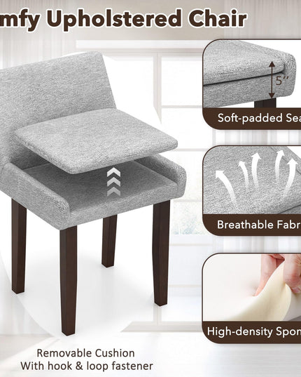 Giantex Linen Upholstered Accent Chairs w/Mid Back & Cushioned Seat