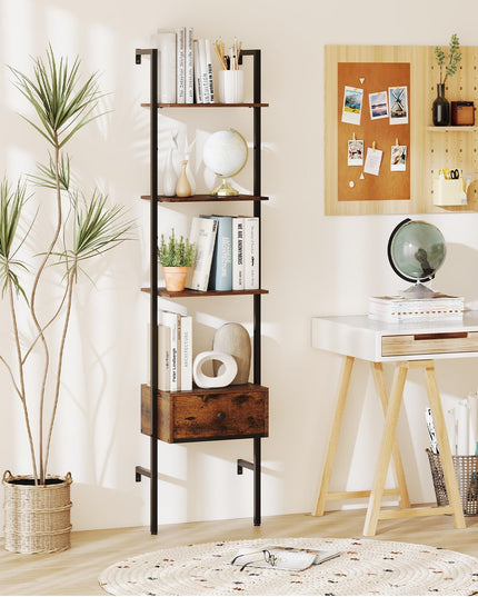 Giantex 5 Tier Ladder Bookcase with Drawer for Living Room