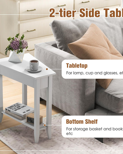 Triangle Side Table with Storage Shelf - Giantex