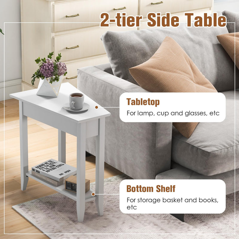 Triangle Side Table with Storage Shelf - Giantex