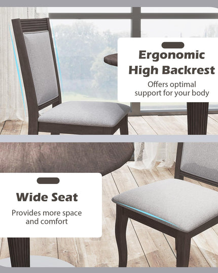 Giantex Wood Dining Chairs Set of 2/4, Farmhouse Upholstered Kitchen Chairs w/Rubber Wood Frame