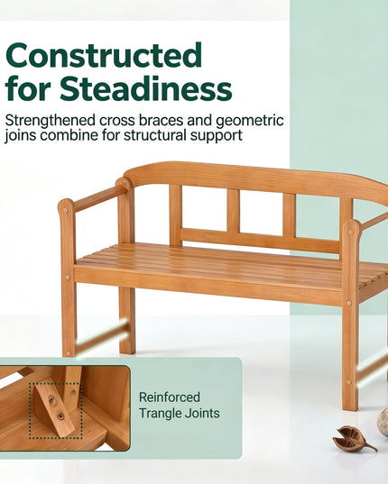 Giantex Outdoor Bench for Patio 2-Person Wood Garden Bench