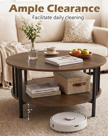 Giantex 32.5" Farmhouse Round Coffee Table