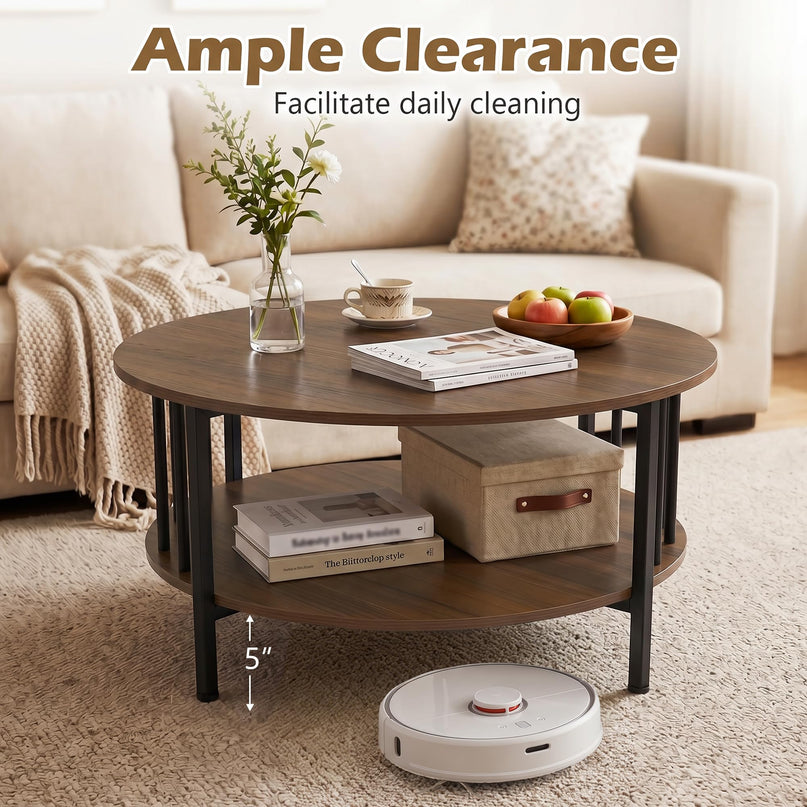 Giantex 32.5" Farmhouse Round Coffee Table