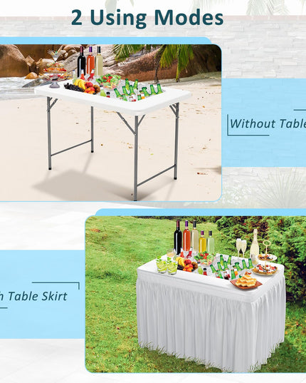 Giantex 48" x 32" HDPE Foldable Ice Bin Table with Drain & Bucket Removable Skirt