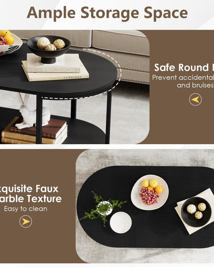 Giantex 2-Tier Coffee Table Oval Center Table