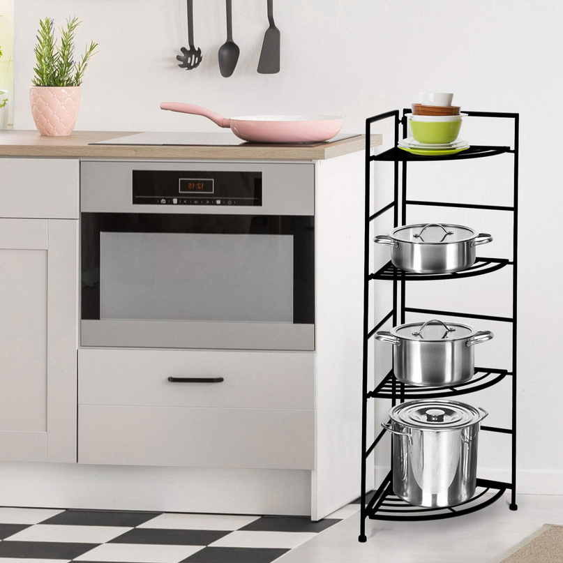 Giantex Folding Metal Plant Rack, 4 Tiers Corner Shelf Plant Stand