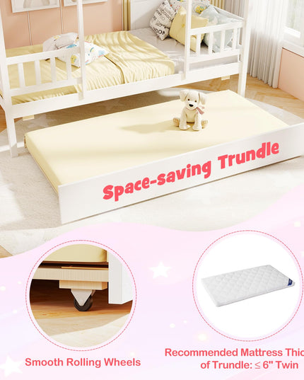 Giantex Twin House Bed with Trundle Bed Twin