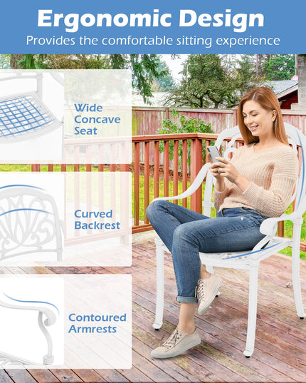 Giantex Patio Chairs, Stackable Cast Aluminum Outdoor Chairs for Lawn Porch Garden Yard