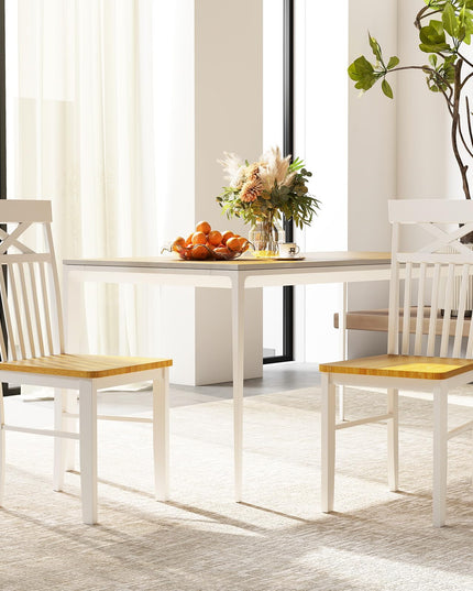 Giantex Wooden Dining Chairs Set of 2/4, Kitchen Chairs w/Rubber Wood Frame, High & Curved Slatted Backrest, Modern Armless Chairs