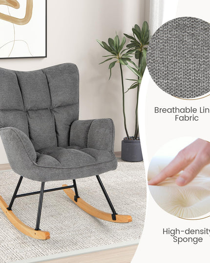 Giantex Rocking Chair Nursery, Modern Rocking Accent Chair w/High Backrest