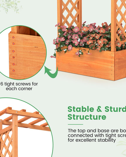 31" x 12.5" x 60" Raised Garden Bed with 2-Sided Trellis & Hanging Roof