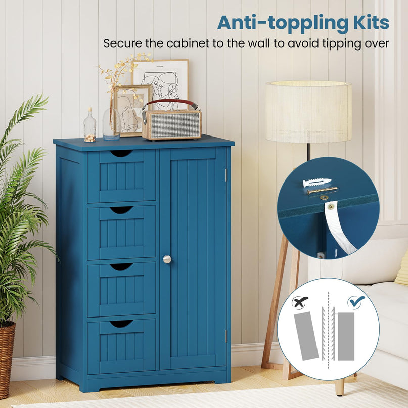 Giantex Bathroom Cabinet with 1 Door & 4 Drawers