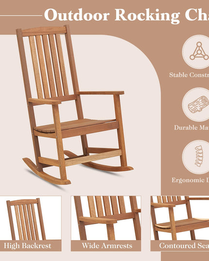 Giantex Outdoor Rocking Chair, High Back Patio Rocker
