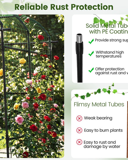 Giantex 7.5FT Tall Adjustable Metal Garden Arch Trellis for Climbing Plants Outdoor