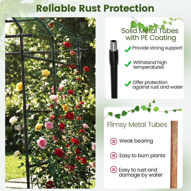 Giantex 7.5FT Tall Adjustable Metal Garden Arch Trellis for Climbing Plants Outdoor