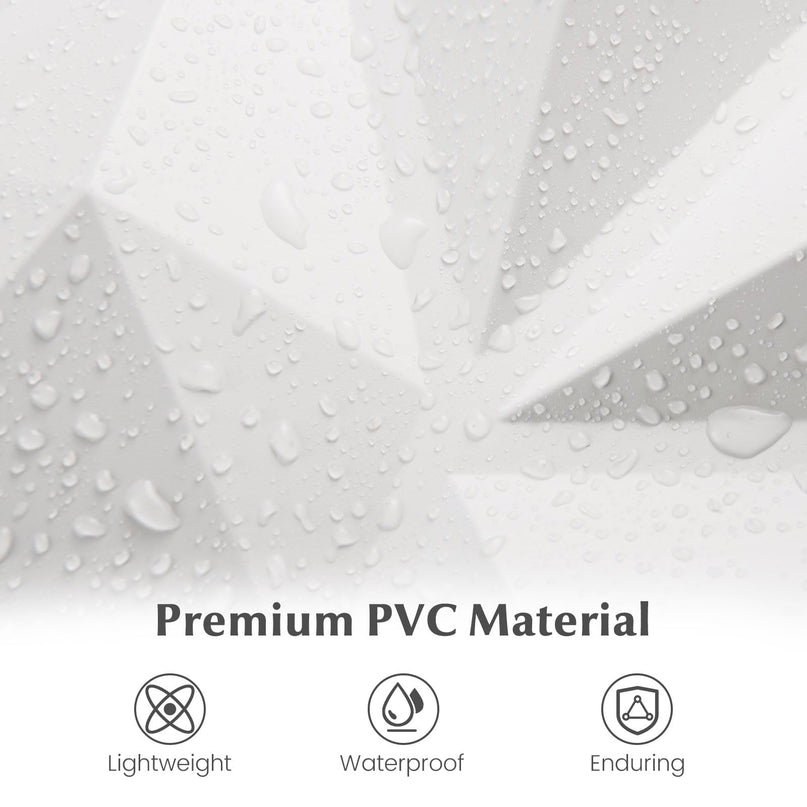 Giantex 12"x12" White PVC Decorative Wall Tiles with Diamond Pattern | 50/100 Pack 3D Wall Panels