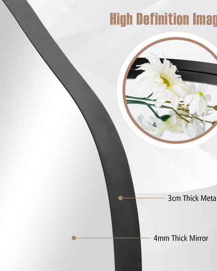 CHARMAID Irregular Wall Mirror, Asymmetrical Mirror Wall Mounted with Metal Frame and Wood Back Broad