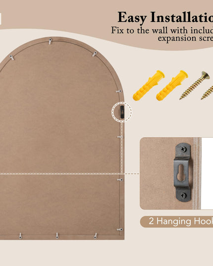 CHARMAID Farmhouse Arch Wall Mirror - 34"x24" Arched Window Pane Mirror