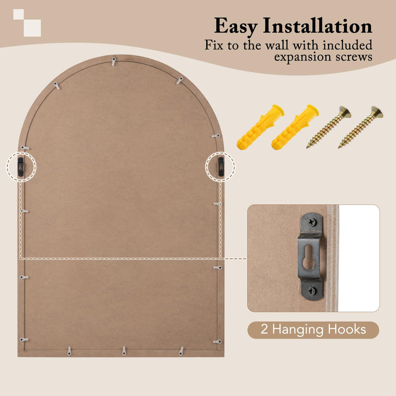 CHARMAID Farmhouse Arch Wall Mirror - 34"x24" Arched Window Pane Mirror