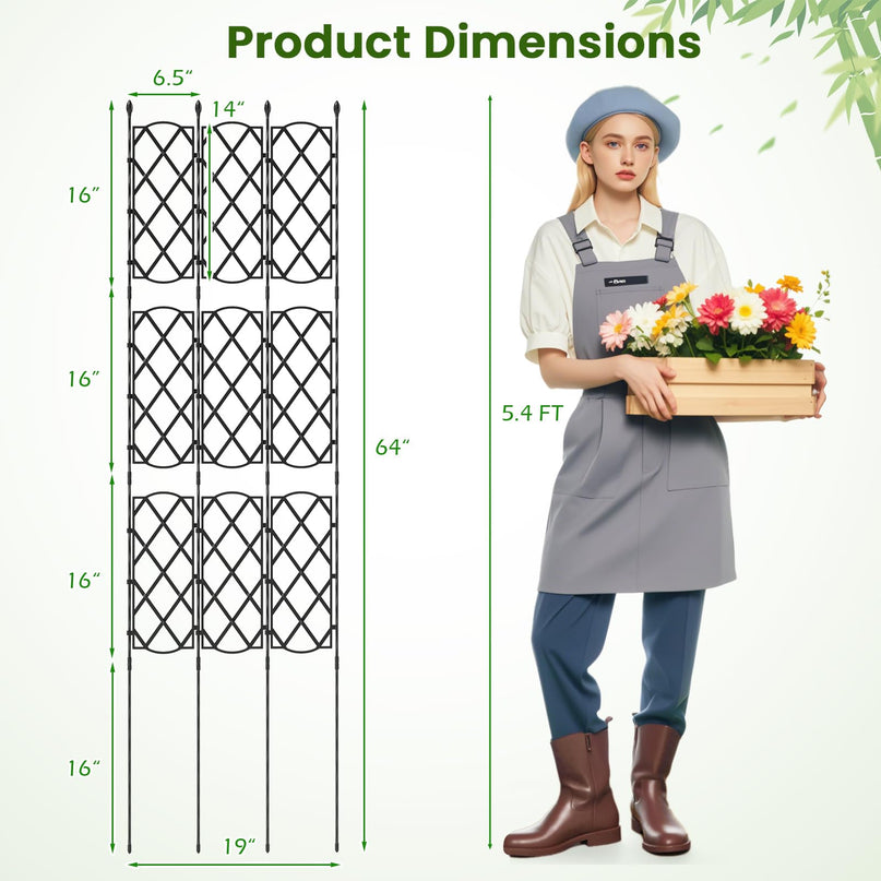 Giantex Garden Trellis, Outdoor Plant Support Frame w/Adjustable Shapes, Ground Stakes, Rustproof PE Coating Pipes
