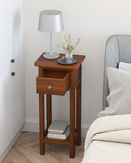 Small End Table | Wooden Slim Side Table for Small Space