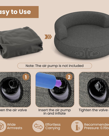 Canapé rond gonflable Giantex avec grande zone de couchage et accoudoirs larges, fauteuil de relaxation.