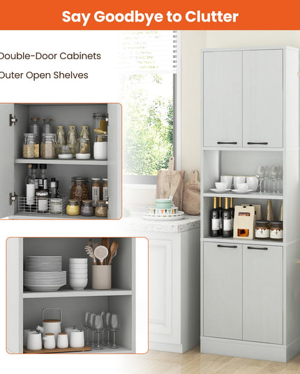 Giantex Kitchen Pantry Cabinet, 75” Tall Freestanding Cupboard with Doors & Shelves
