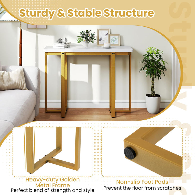 Giantex 42" Console Table Modern Faux Marble Entryway Table