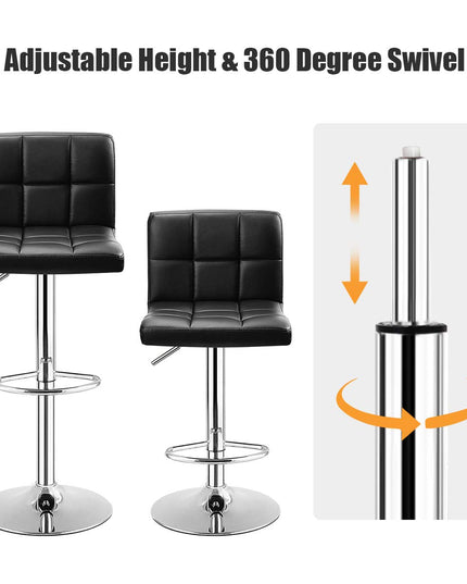 Giantex Bar Stool, Modern Swivel Adjustable Armless Barstools, Square Counter Height PU Leather Bar Stools