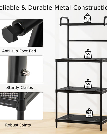 Giantex Bakers Rack, 4-Tier Microwave Oven Stand, Kitchen Storage Rack with Mesh Wire Metal Shelves